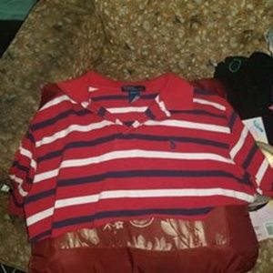 Striped polo cropped top!